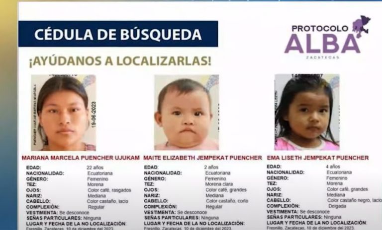 La embajada de Ecuador solicitó a la Fiscalía de Zacatecas intervenir en la búsqueda de ocho personas, dos mujeres, dos hombres y cuatro niñas migrantes.