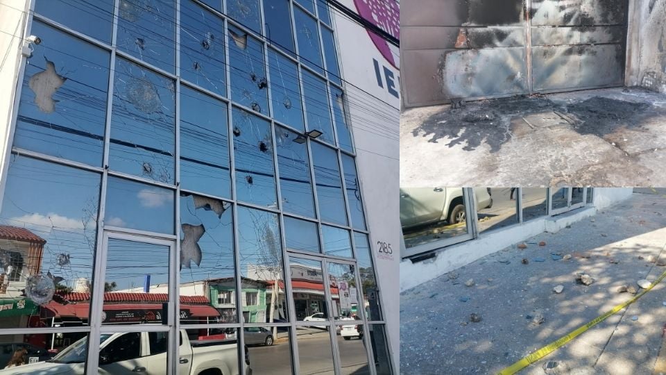 Jóvenes encapuchados vandalizan Instituto de Elecciones