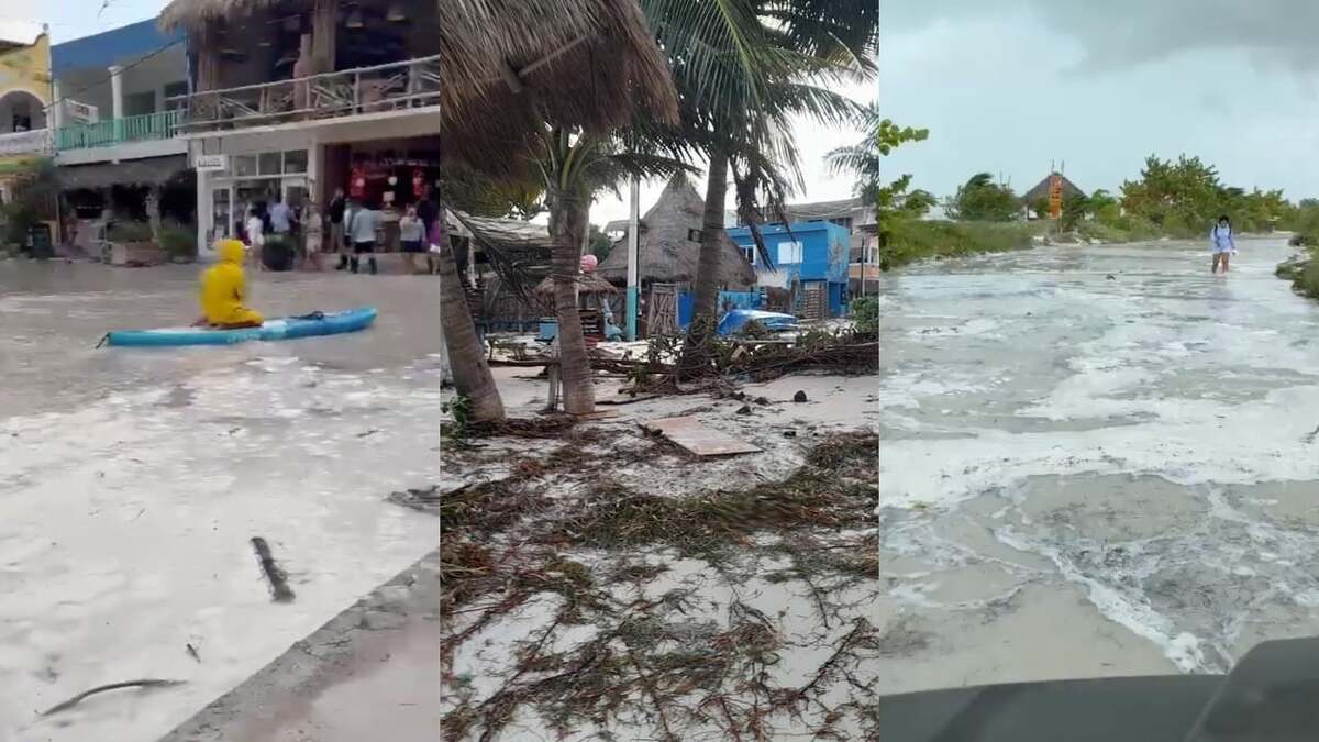 Las lluvias afectaron la costa de esta isla ubicada en el municipio de Lázaro Cárdenas en Quintana Roo, dejando a Holbox inundada y habitantes afectados.